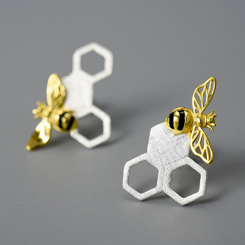 Bee and Honey Comb Earrings