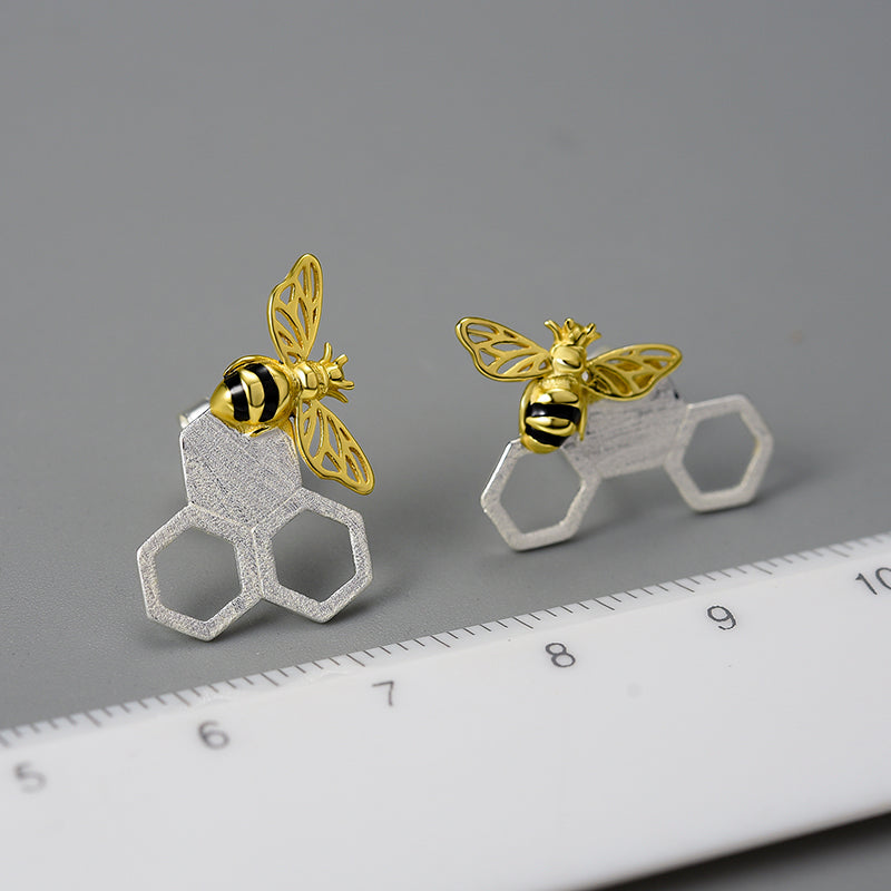 Bee and Honey Comb Earrings