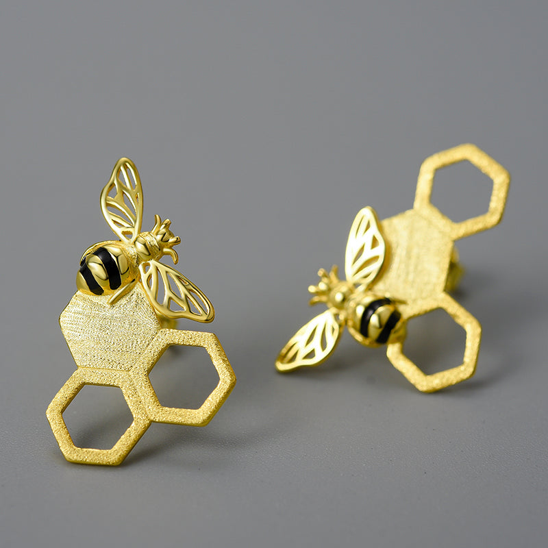 Bee and Honey Comb Earrings