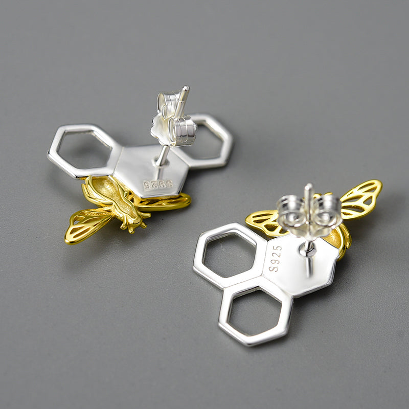 Bee and Honey Comb Earrings