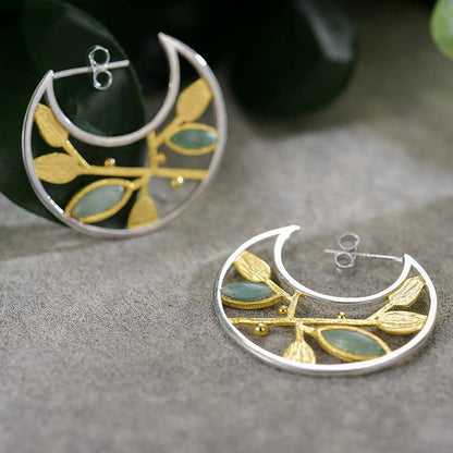 Crescent Moon Aventurine Earrings