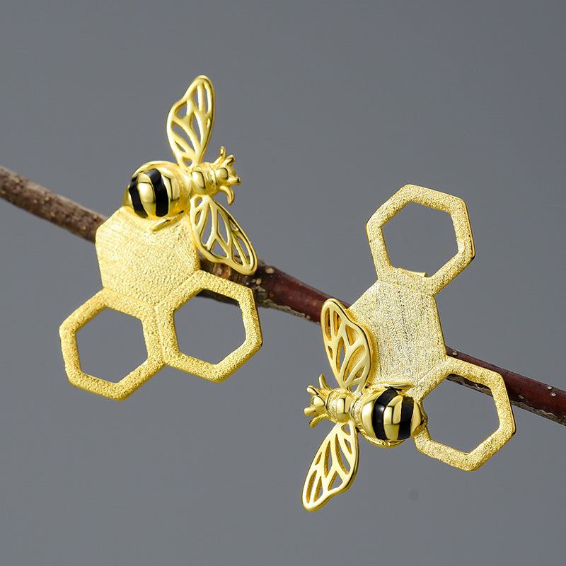 Bee and Honey Comb Earrings