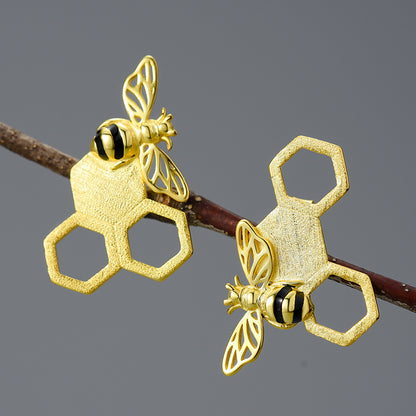 Bee and Honey Comb Earrings