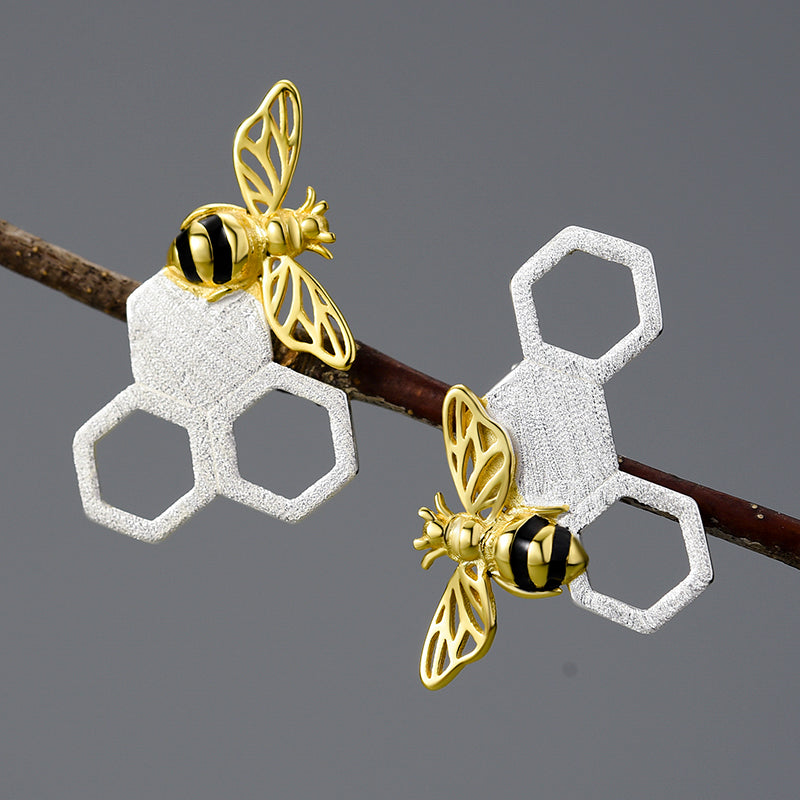 Bee and Honey Comb Earrings