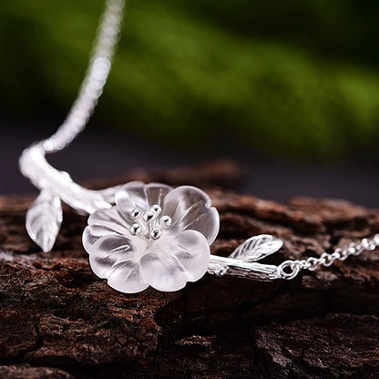 White Crystal Flower Necklace