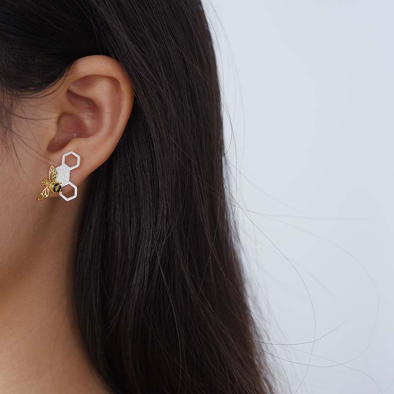 Bee and Honey Comb Earrings