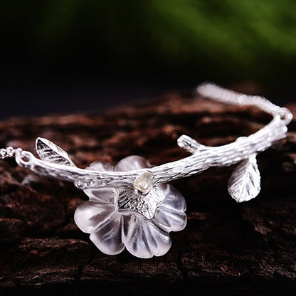 White Crystal Flower Necklace