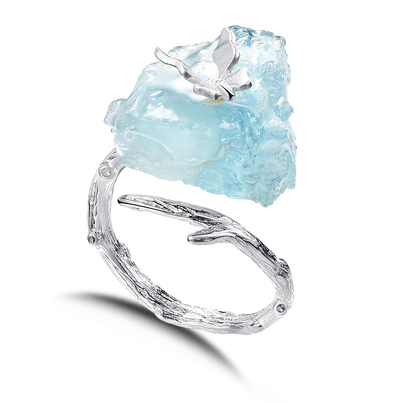 Aquamarine Butterfly Earring & Ring Set - The Elements of Harmony