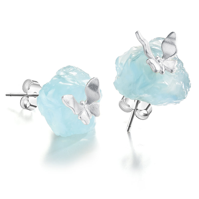 Aquamarine Butterfly Earring & Ring Set - The Elements of Harmony