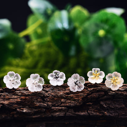 White Crystal Flower Earrings