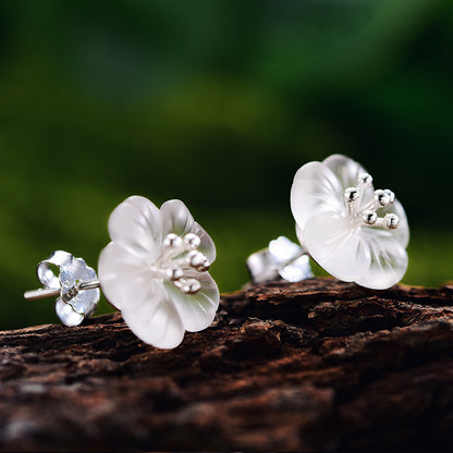 White Crystal Flower Earrings