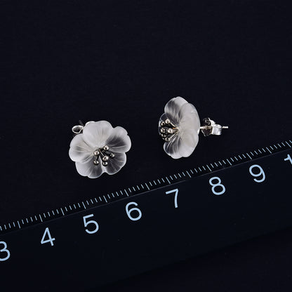 White Crystal Flower Earrings