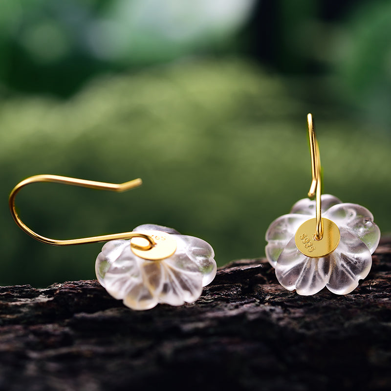 White Crystal Flower Earrings - The Elements of Harmony