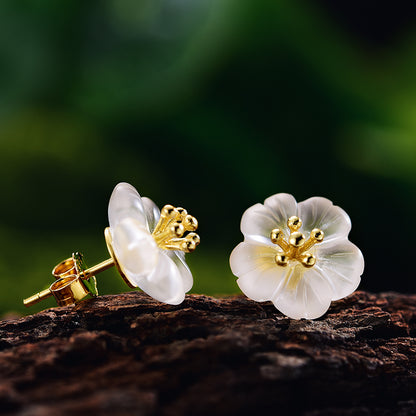 White Crystal Flower Earrings