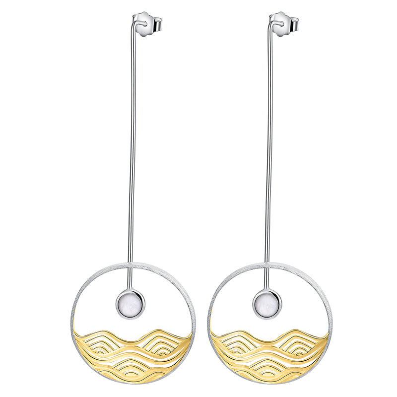 Moon Wave Necklace and Earrings Set