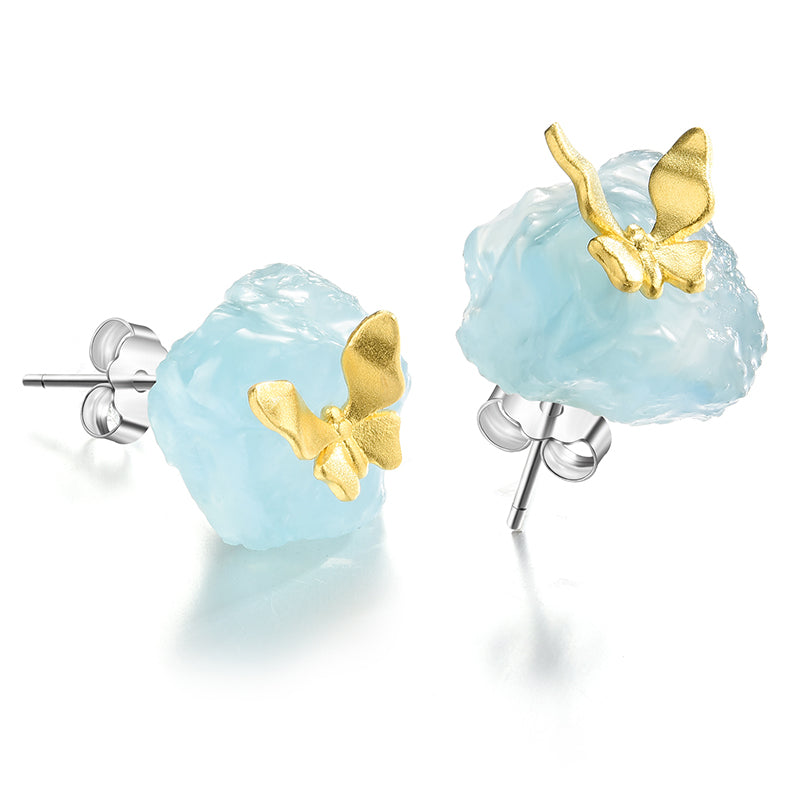 Aquamarine Butterfly Earring & Ring Set - The Elements of Harmony