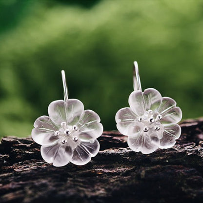 White Crystal Flower Earrings - The Elements of Harmony