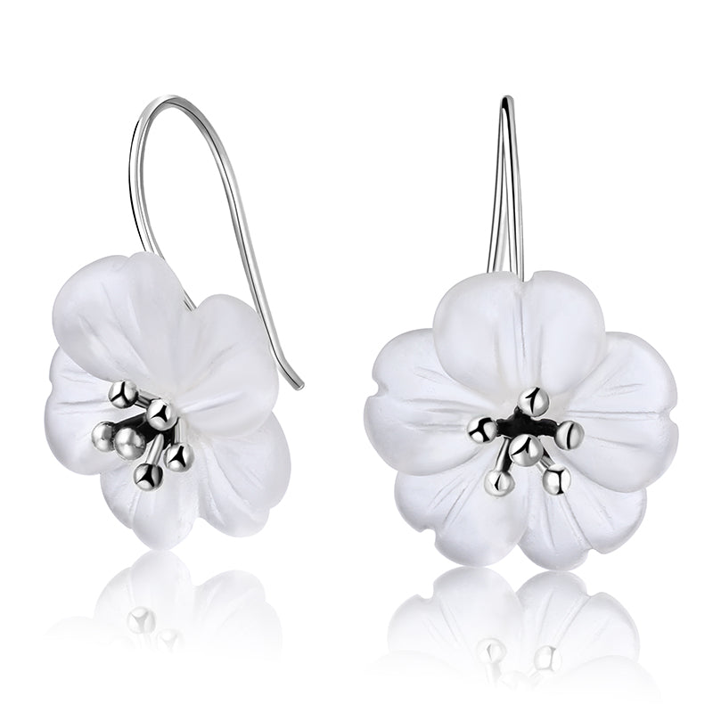 White Crystal Flower Earrings - The Elements of Harmony