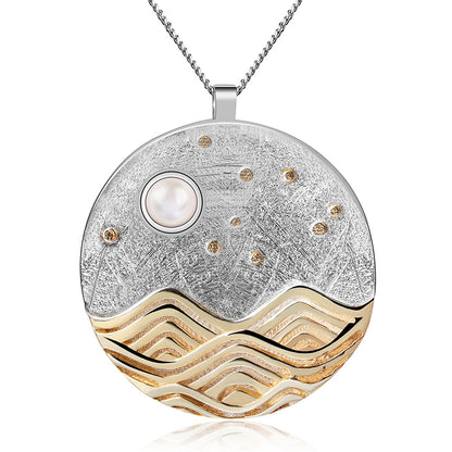 Moon Wave Necklace and Earrings Set