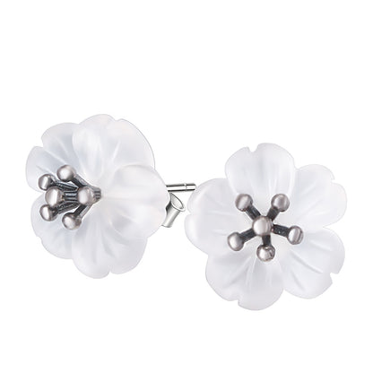 White Crystal Flower Earrings