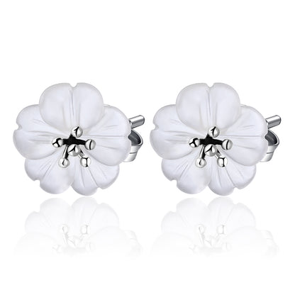 White Crystal Flower Earrings