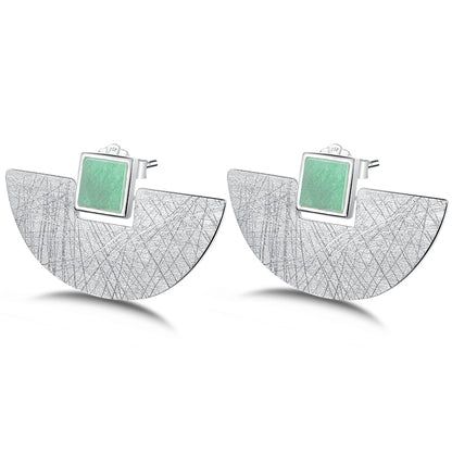 Aventurine Half Moon Stud Earrings