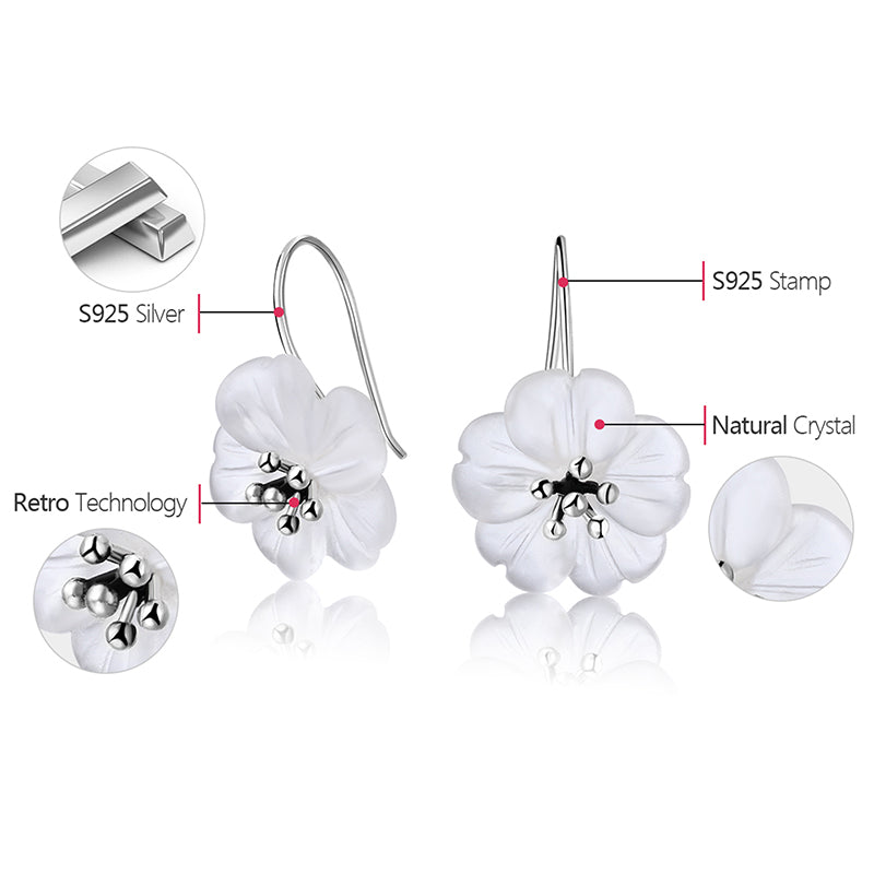 White Crystal Flower Earrings - The Elements of Harmony