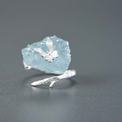 Aquamarine Butterfly Earring & Ring Set - The Elements of Harmony