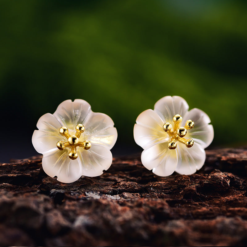 White Crystal Flower Earrings